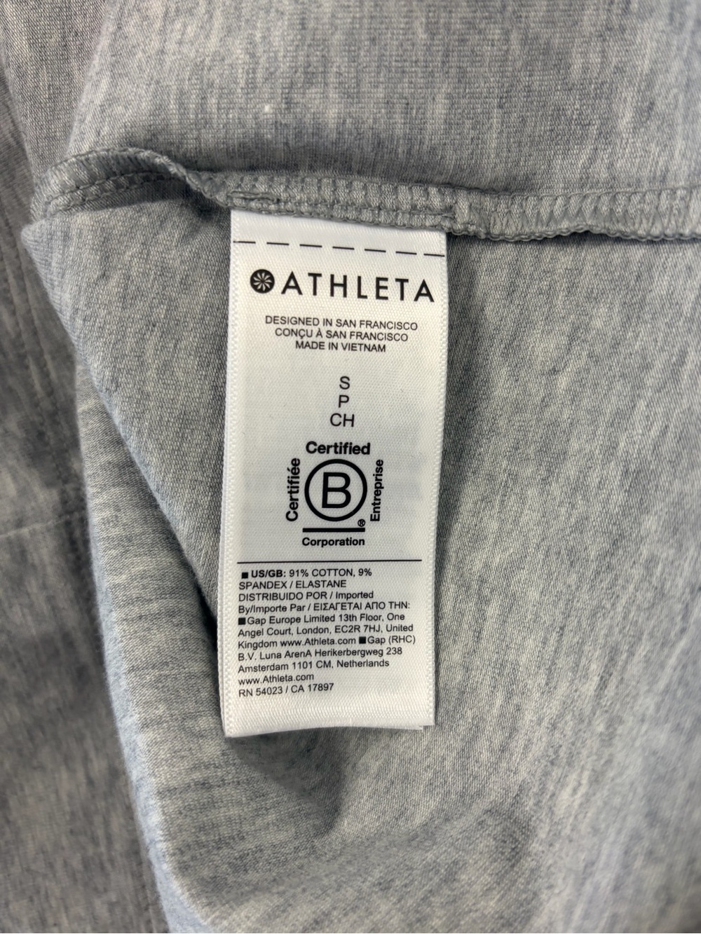 Essential V-Neck Long Sleeve Lightweight Cotton Top Heather Grey Size Small NWT - Picture 8 of 9